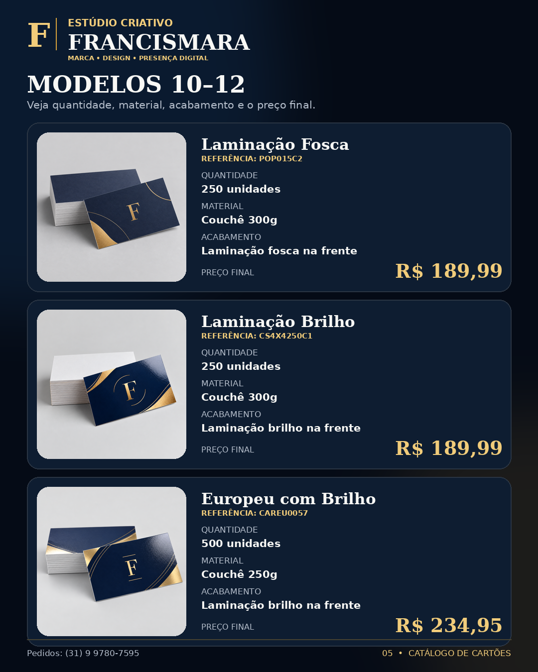 Cartões modelos 10 a 12