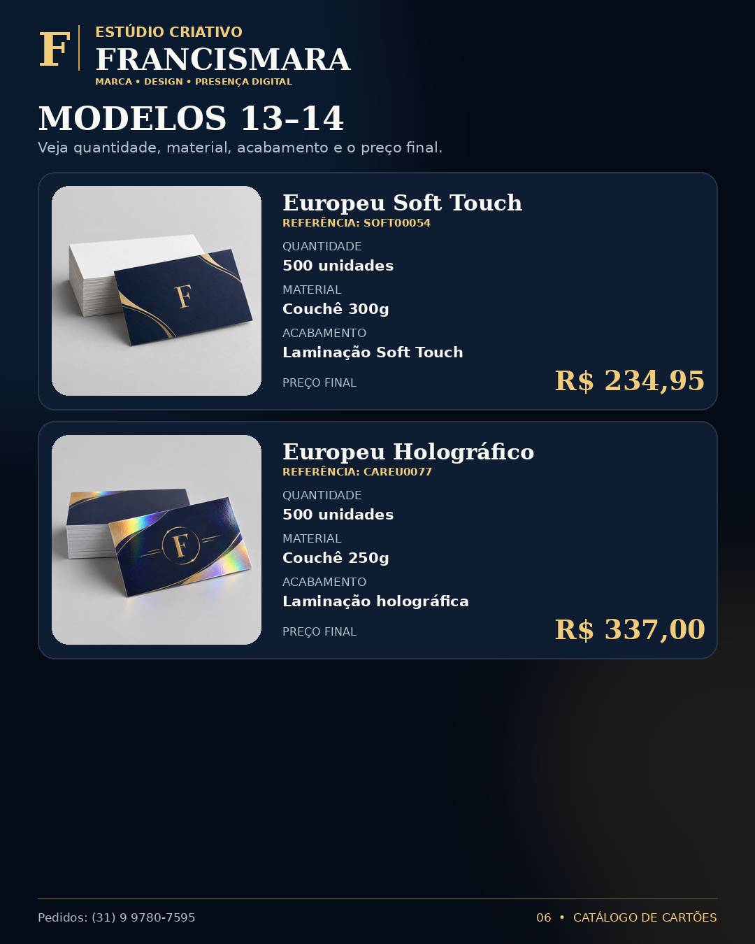 Cartões modelos 13 e 14